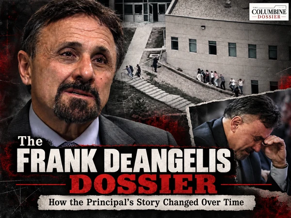 Multiple Shooter Dossier concept artwork showing three labeled silhouettes outside Columbine